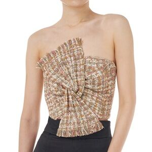 AMUR Tweed Twisted Bow Audrey Bustier Corset Top